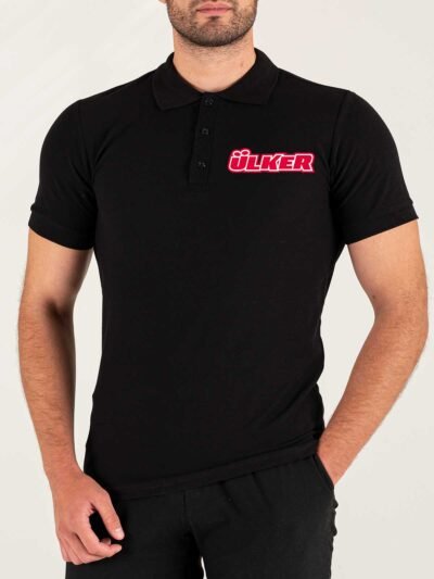 Baskılı Siyah Polo Yaka Tişört